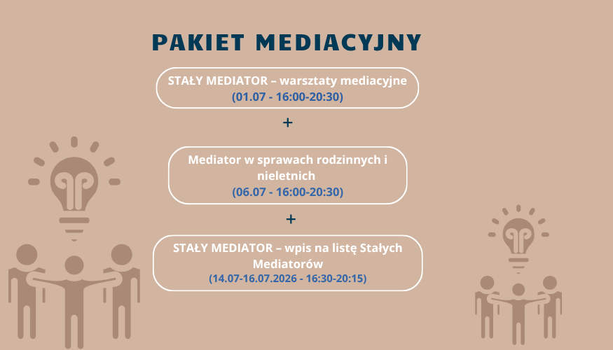 PAKIET: Kurs Mediator Stały + Kurs Mediator rodzinny + Warsztaty Mediacyjne